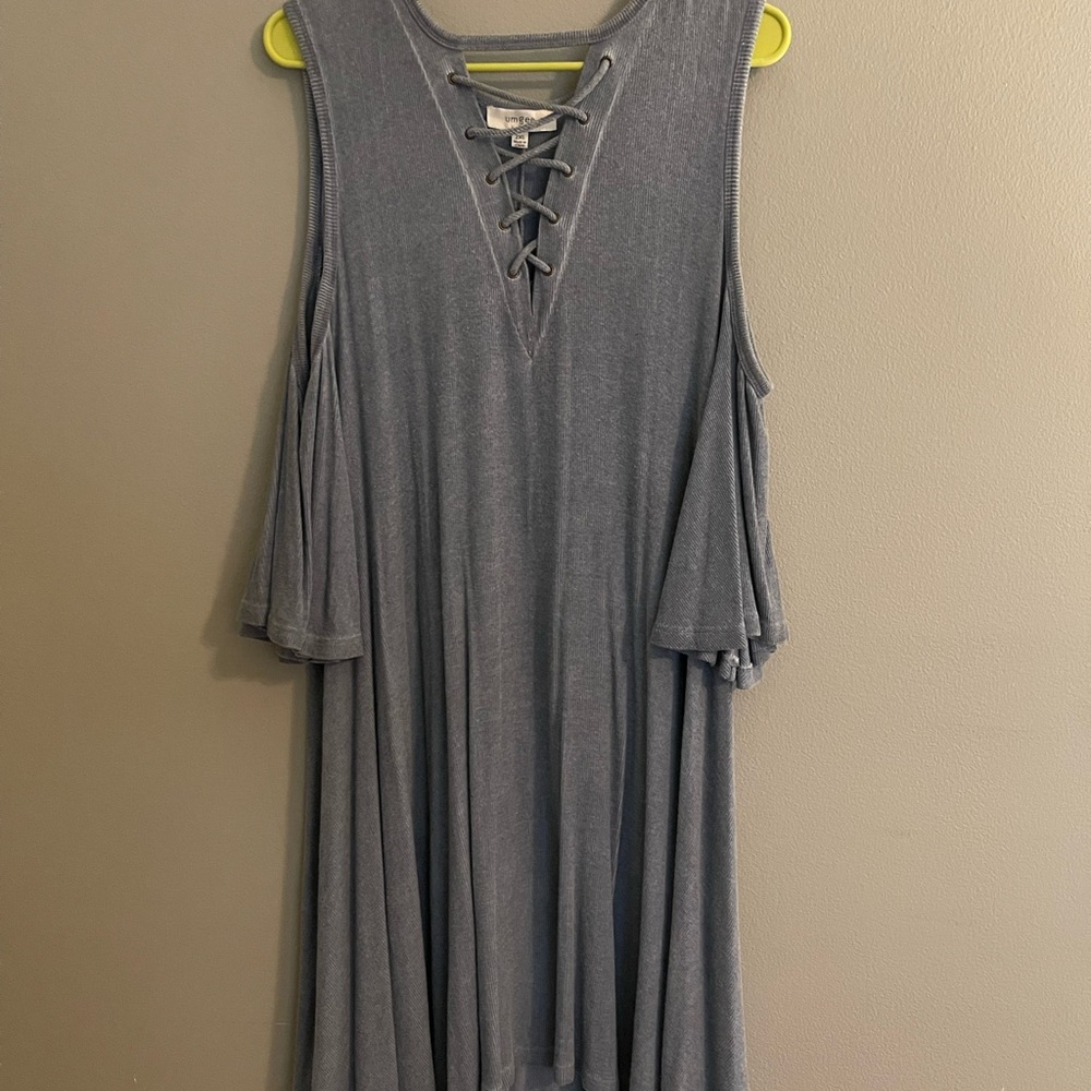 Umgee Gray blue Lace-Up Mini Dress